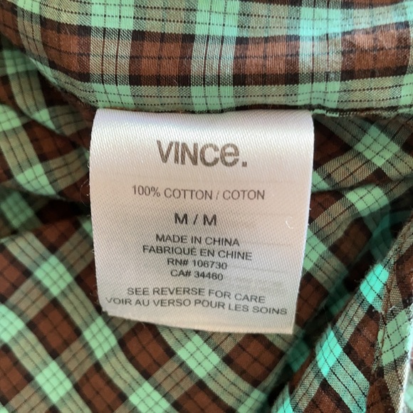 Vince shirt Brown and teal button down long sleeve shirt size medium - Picture 6 of 6